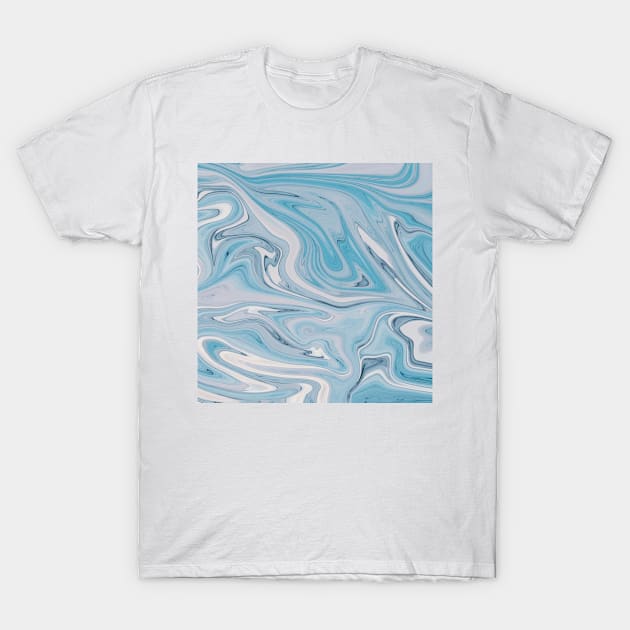 Blue Liquid Marble T-Shirt by NewburyBoutique